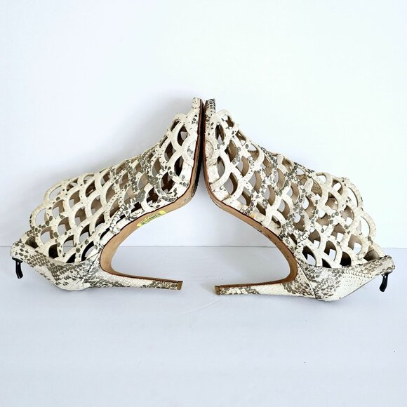 Vince Camuto Leather Snake Print Open Cage High Heel Sandal Zipper Sz 10~SH156.1 - Picture 5 of 9